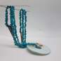 HK Sterling Silver 2 Strand Turquoise Chip MOP Pendant Necklace 61.2g image number 3