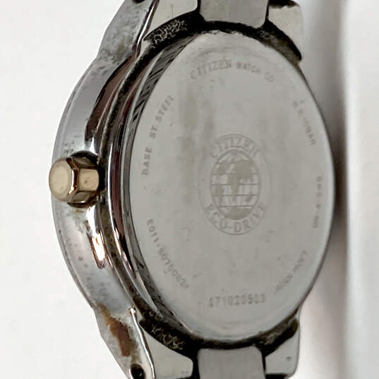 Designer Citizen Eco-Drive Silver-Tone Chain Strap Analog Quartz Wristwatch image number 3
