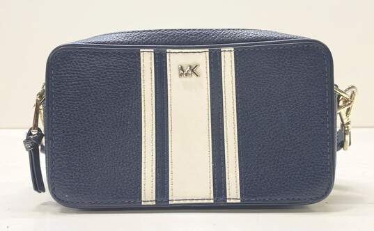 Michael Kors Leather Small Logo Tape Camera Bag Navy image number 1