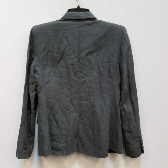 Womens Gray Notch Lapel Long Sleeve Pockets Single Breasted Blazer Jacket Size 42 image number 2