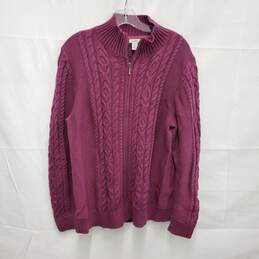 LL Bean WM's Purple Cardigan Full Zip Sweater Size XL