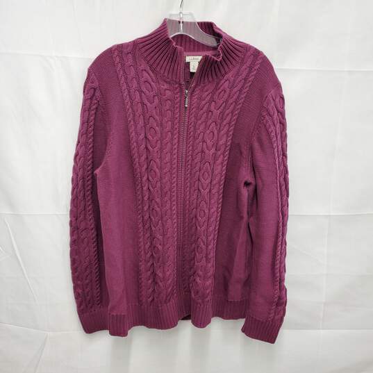 LL Bean WM's Purple Cardigan Full Zip Sweater Size XL image number 1