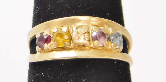 10K Yellow Gold Simulated Birthstone Mother's Ring 2.0g image number 1