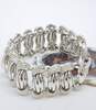 Vintage Coro Pegasus Silvertone Swirl Wide Linked Chain Bracelet For Repair image number 3