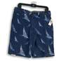 NWT Izod Mens Blue Red Printed Flat Front Beachtown Bermuda Shorts Size 32 image number 1