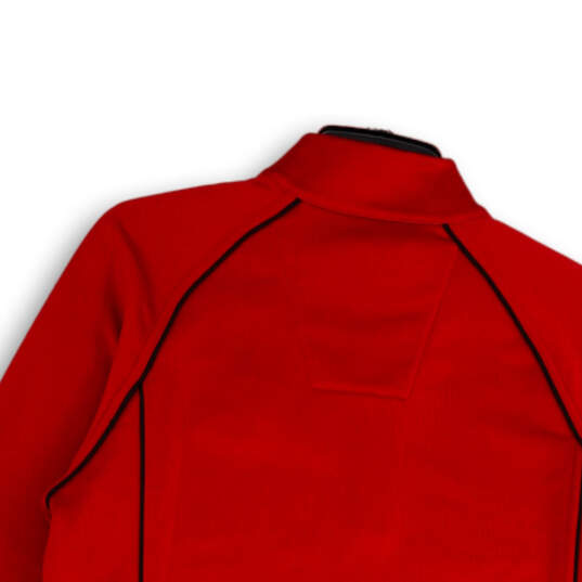 Mens Red Mock Neck Long Sleeve 1/4 Zip Pullover Athletic Jacket Size S image number 4