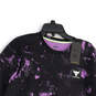 NWT Mens Purple Black Tie Dye Crew Neck Pullover Sweatshirt Size Medium image number 3