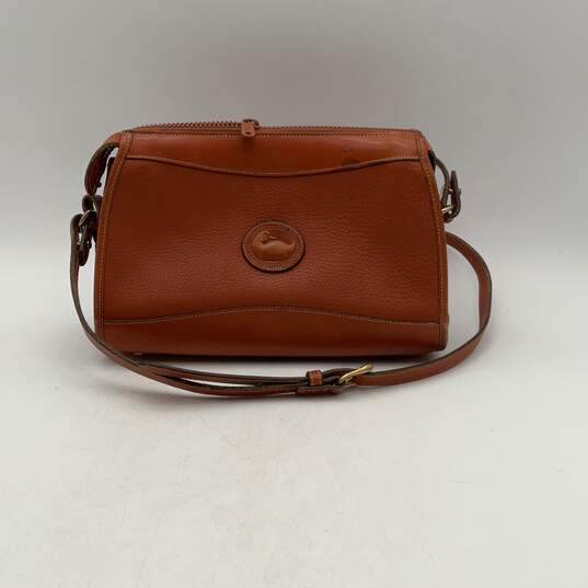 Dooney & Bourke Womens Brown Leather Adjustable Strap Crossbody Bag Purse image number 1