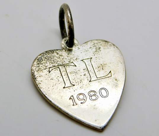 Tiffany & Co 925 Sterling Silver TL 1980 Etched Heart Tag Pendant Charm 3.0g image number 1