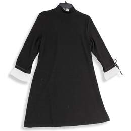 Elle Womens Black Mock Neck Long Roll Tab Sleeve Pullover Sweater Dress Size XL alternative image