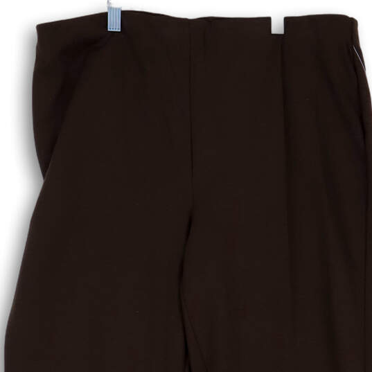 NWT Womens Brown Flat Front Elastic Waist Pull-On Dress Pants Size Large image number 3