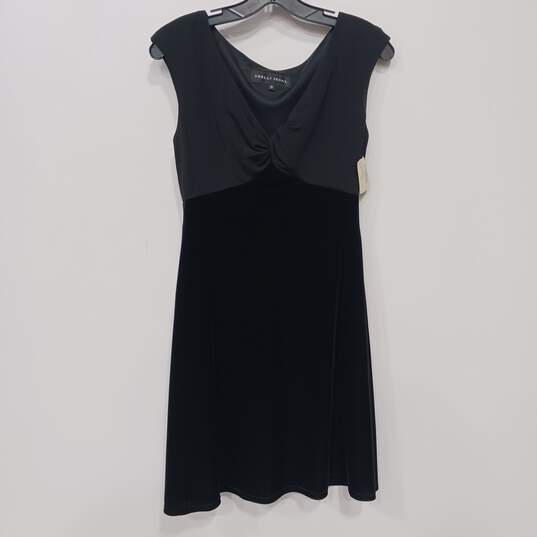 Women's Shelli Segal Black Velvet V-Neck Midi Dress Sz 6 NWT image number 1