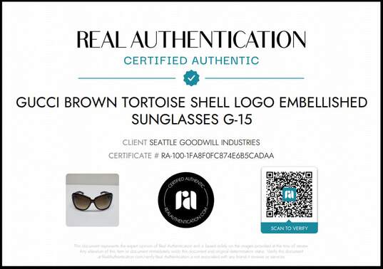 Gucci Brown Tortoiseshell Logo Embellished Sunglasses AUTHENTICATED image number 6