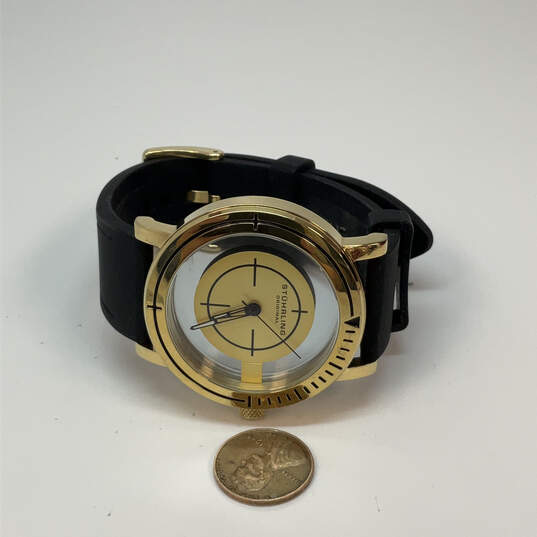 Designer Stuhrling Gold-Tone Adjustable Strap Round Dial Analog Wristwatch image number 3