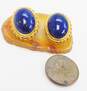 Elegant 14K Yellow Gold Lapis Lazuli Clip-On Earrings 8.3g image number 2