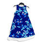 Womens Blue Floral Round Neck Back Keyhole Sleeveless A-Line Dress Size 4 image number 1