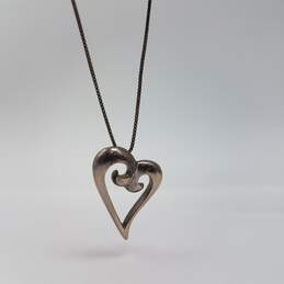 PAIS Sterling Silver Box Chain Open Heart Pendant 19 1/2 Inch Necklace 10.0g