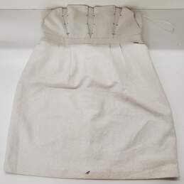 Armani Exchange Off-White Jacquard Crepe Studded Strapless Mini Dress Women's Size 14