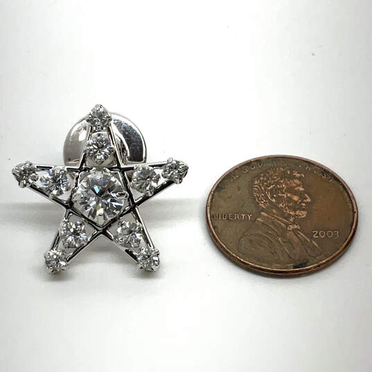 NIB Designer Swarovski Silver-Tone Clear Crystal Stone Star Tack Pin image number 5