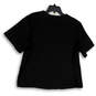 Womens Black Round Neck Short Sleeve Button Front Blouse Top Size L 14/16 image number 2