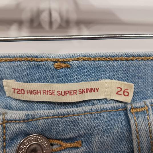 Women's 720 High Rise Super Skinny Distressed Blue Jeans Size 26 image number 3