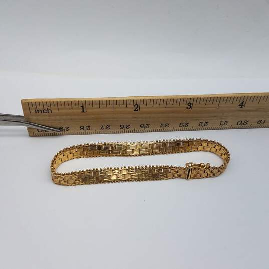 IG USA 14k Gold 7mm Basket Weave Bracelet 13.2g image number 5