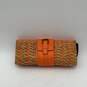 NWT Serpui Marie Womens Orange Tan Woven Adjustable Buckle Clutch Wallet Purse image number 1