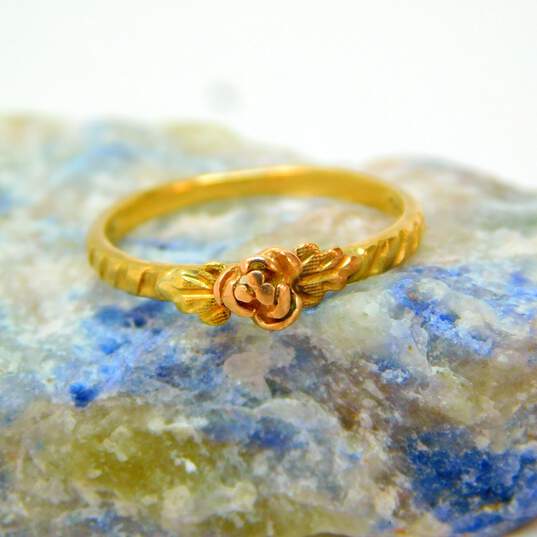 10K Yellow & Rose Gold Floral Etched Ring 1.1g image number 1