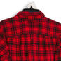 Womens Red Plaid Spread Collar Long Sleeve Button-Up Shirt Size M image number 4