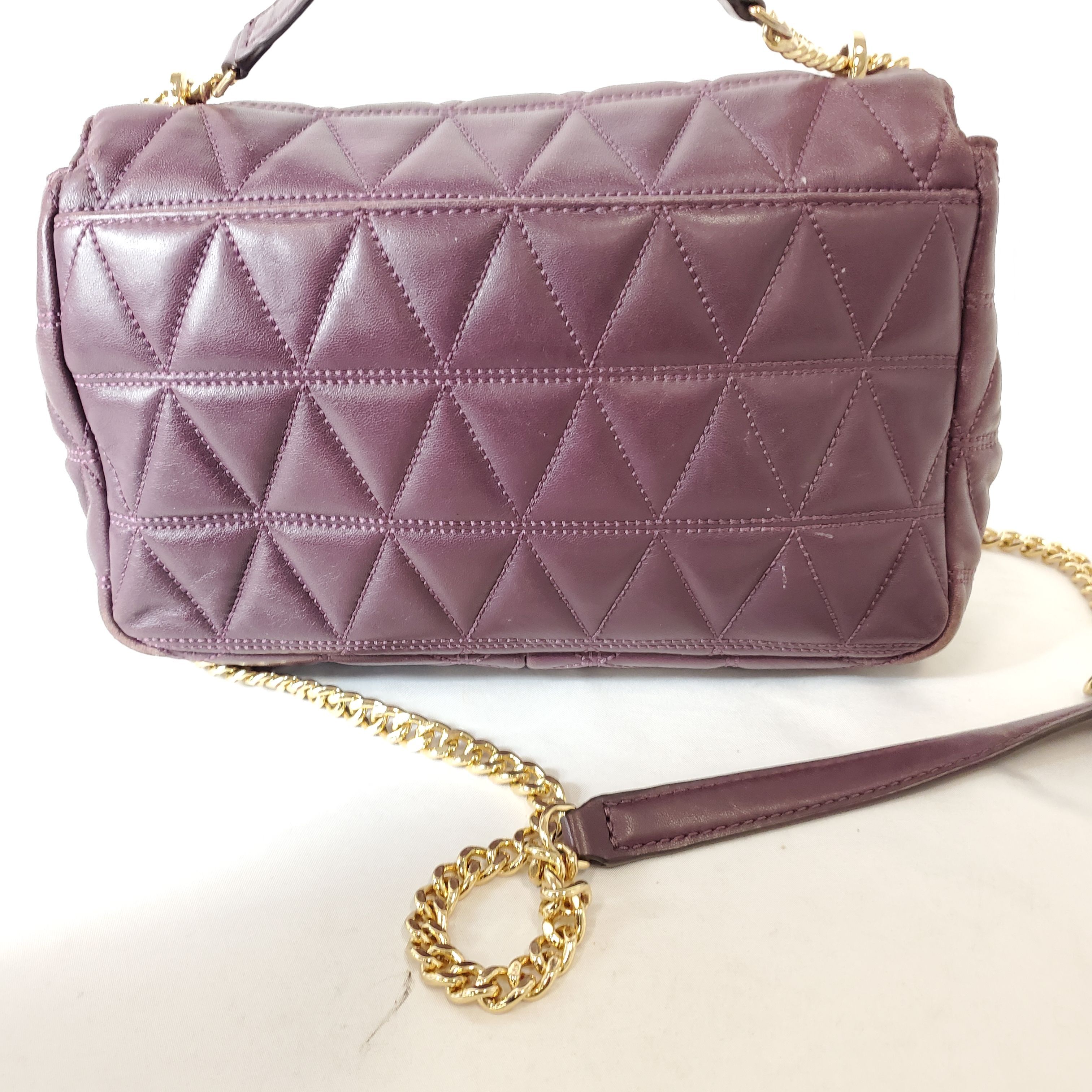 Michael Kors Purple Purse, with Scalloped Designs on front | eBay