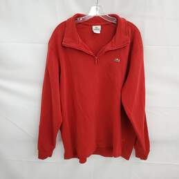 Lacoste Red 1/4 Zip Long Sleeve Pullover Top Size 8