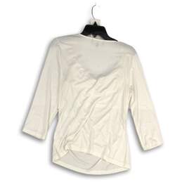 NWT Jones New York Womens White Ruched Signature Pullover Blouse Top Size M alternative image