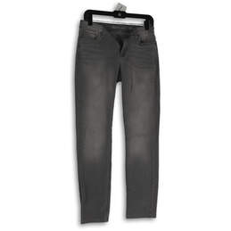 Womens Gray Denim Medium Wash Pockets Stretch Skinny Leg Jeans Size 8X32