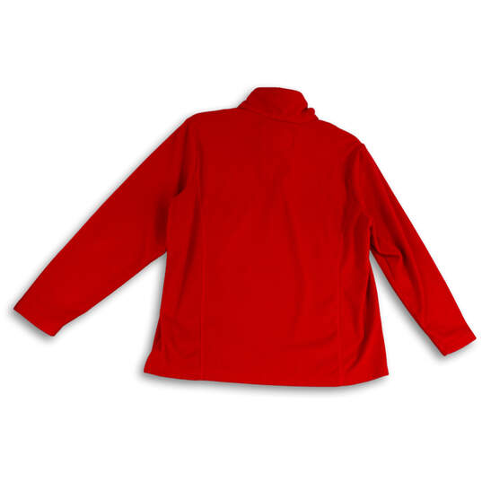 Womens Red Long Sleeve Mock Neck Quarter Zip Pullover Jacket Size L/P image number 2