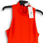 NWT Womens Orange Sleeveless Mock Neck Back Zip Fit & Flare Dress Size 10 image number 2