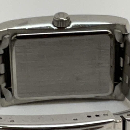 Designer Bulova Silver-Tone Stainless Steel Rectangle Analog Wristwatch image number 4