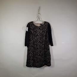 Womens Round Neck 3/4 Sleeve Lace Short Shift Dress Size Medium