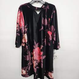 Black Floral Print 3/4th Sleeve Dress