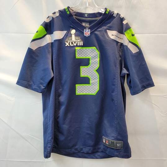 Nike NFL Seattle Seahawks Super Bowl XLVIII Russell Wilson Football Jersey Size M image number 1