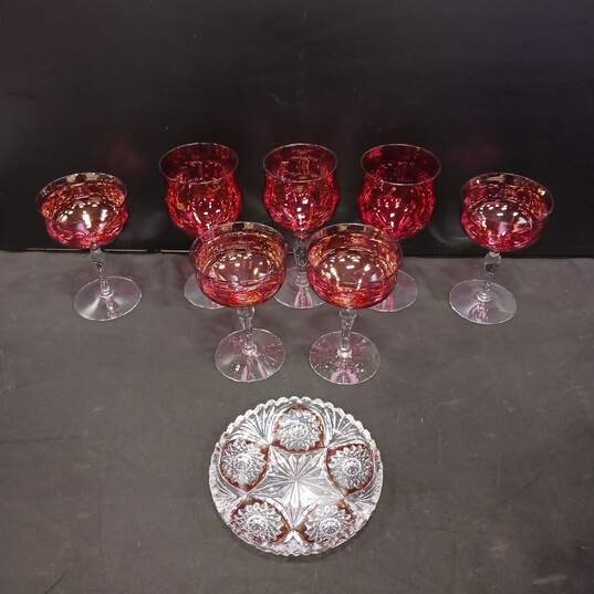 Set of 7 Pink Drinking Glasses image number 1