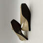 Womens Beige Leather Classic Peep Toe Slip-On Wedge Pump Heels Size 9 image number 6