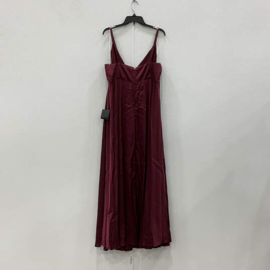 NWT Womens Red Sleeveless V-Neck Regular Fit Back Zip Maxi Dress Size 3X image number 2