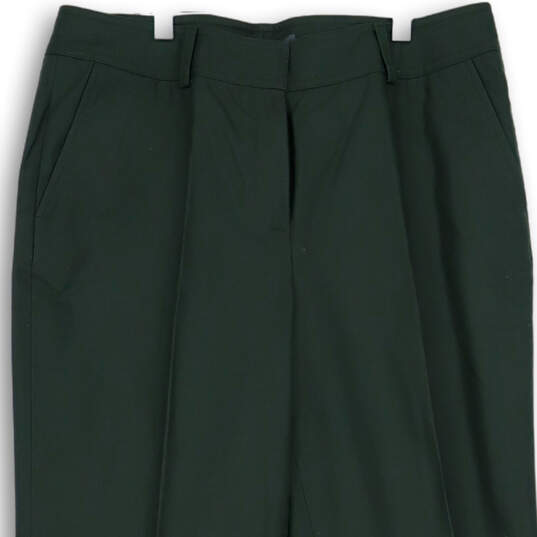 Womens Olive Green Flat Front Slash Pocket Straight Leg Dress Pants Size 10 image number 3