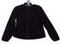 Womens Black Long Sleeve Spread Collar Logo Full Zip Jacket Size M image number 6