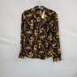 Timing Black & Gold Filigree Patterned Button Up Blouse WM Size S NWT image number 1