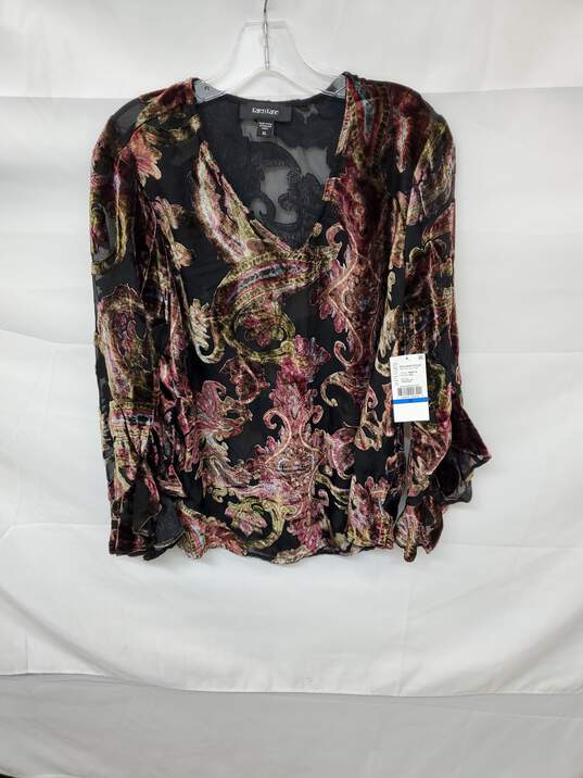 Wm Karen Kane Silk Velvet Blouse Flared Sleeves Sz XL W/Tag image number 1
