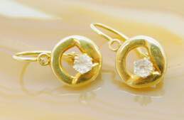 Vintage 14K Yellow Gold Faceted Glass Lever Back Earrings 1.6g