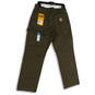 NWT Mens Green Flat Front Rugged Flex Duck Utility Work Pants Size 34X30 image number 2