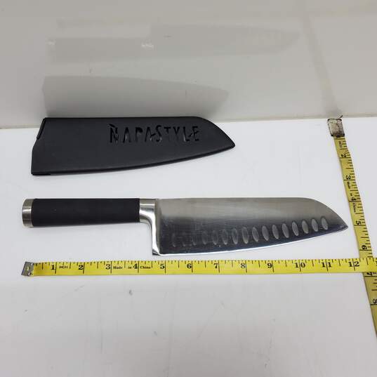Napastyle 7.5in/19cm Santoku Knife w/ Scabbard Forged German CrMo V Steel image number 3