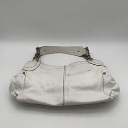 Womens White Leather Inner Pocket Semi Chain Strap Classic Shoulder Bag alternative image